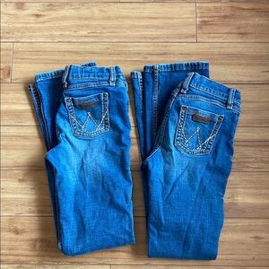 Wrangler Girls  Jeans 2 pair!!! 14 slim. Hardly worn.